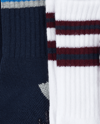 Boys Striped Cushioned Crew Socks 10-Pack
