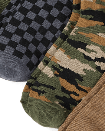 Lot de 6 paires de chaussettes mi-mollet camouflage pour garçon