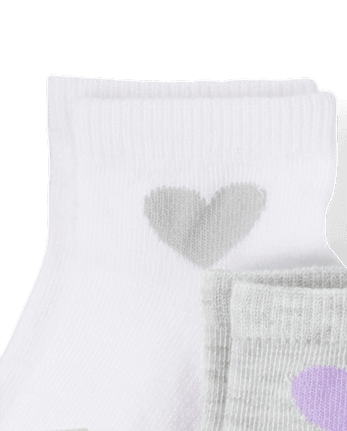 Lot de 10 chaussettes mi-longues à motif cœur pour petites filles