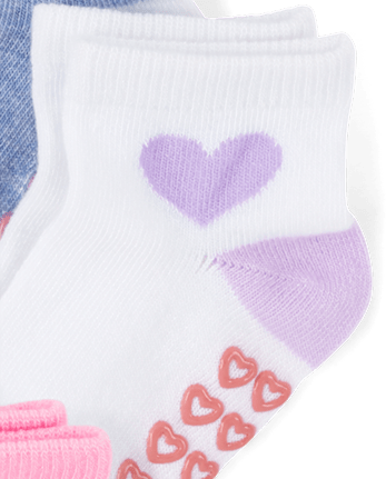 Lot de 10 chaussettes mi-longues à motif cœur pour petites filles