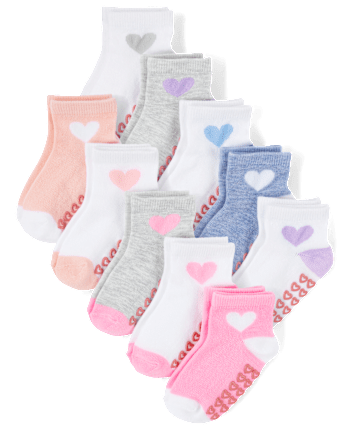 Toddler Girls Heart Midi Socks 10-Pack