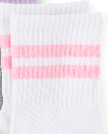 Lot de 6 paires de chaussettes mi-mollet rayées et rembourrées pour filles