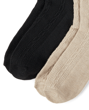 Lot de 2 paires de chaussettes pour bottes en tricot torsadé pour fille