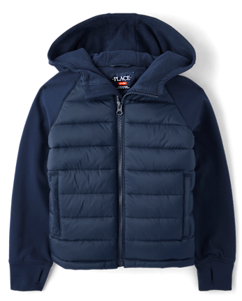 Boys Cozy Tech Microfleece Lined Puffer Jacket
