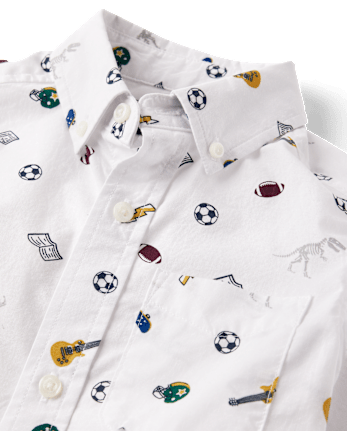 Boys Doodle Poplin Button Up Shirt