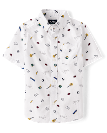 Boys Doodle Poplin Button Up Shirt