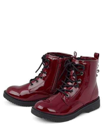 Girls Bow Charm Combat Boots