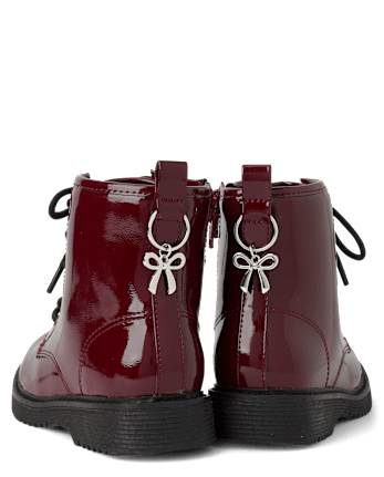 Girls Bow Charm Combat Boots