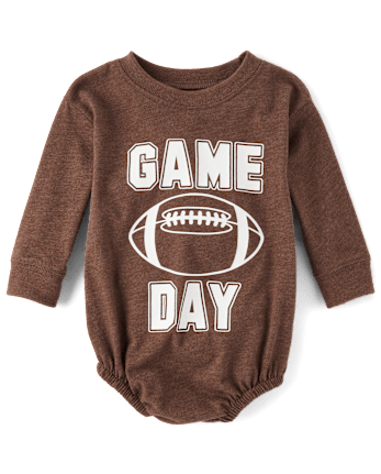 Baby Football Game Day Graphic Bubble Bodysuit