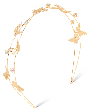 Bandeau papillon orné de bijoux pour filles