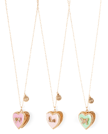 Girls Bow BFF Locket Necklace 3-Pack