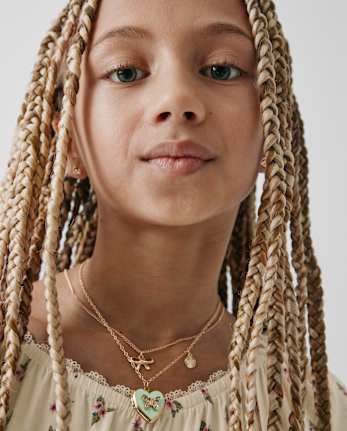 Lot de 3 colliers médaillons BFF avec nœud pour filles