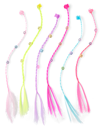 Girls Beaded Hair Extension Hair Clip 6-Pack