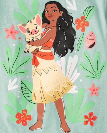 Girls Moana Flowers Graphic Tee