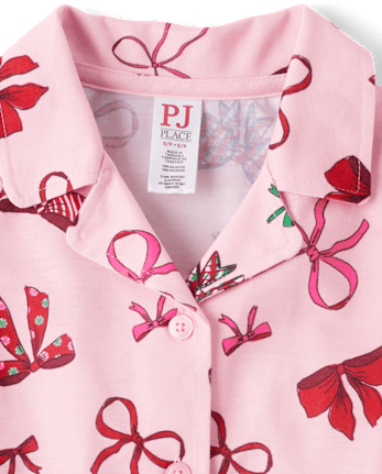 Girls Mommy And Me Holiday Bow Pajamas