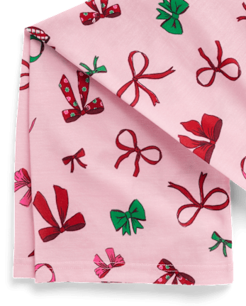Girls Mommy And Me Holiday Bow Pajamas