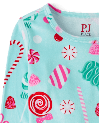 Girls Holiday Candy Snug Fit Velour Pajamas