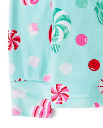 Girls Holiday Candy Snug Fit Velour Pajamas
