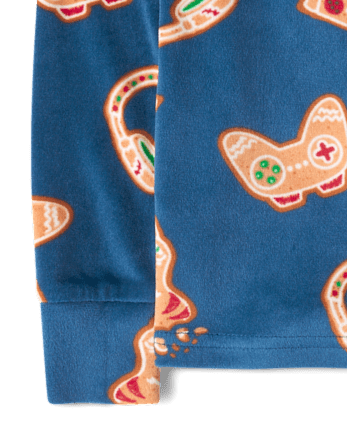 Boys Gingerbread Gamer Snug Fit Velour Pajamas