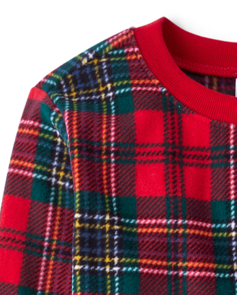 Pyjamas assortis pour enfants en microfibre polaire à carreaux tartan