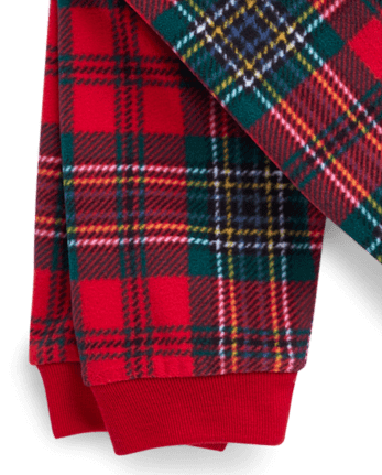 Pyjamas assortis pour enfants en microfibre polaire à carreaux tartan
