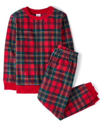 Pyjama familial assorti en micropolaire à carreaux tartan pour enfants