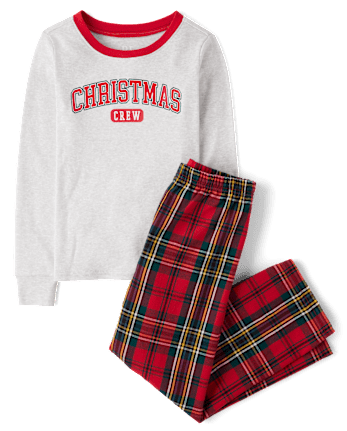 Kids Matching Family Christmas Crew Snug Fit Cotton And Flannel Pajamas