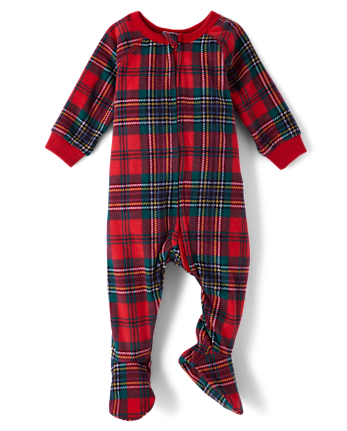 Baby And Toddler Matching Family Plaid Microfleece Footed One Piece Pajamas