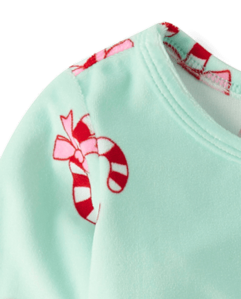 Baby And Toddler Girls Holiday Candy Cane Velour Nightgown