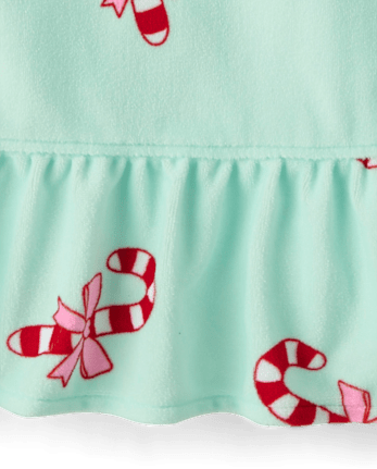 Baby And Toddler Girls Holiday Candy Cane Velour Nightgown