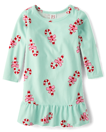Chemise de nuit en velours à motif canne de bonbon pour bébé et petite fille