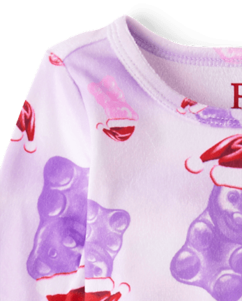 Pyjamas en velours pour bébés et petites filles, motif Père Noël et oursons en bonbons