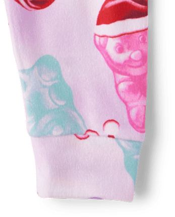 Pyjamas en velours pour bébés et petites filles, motif Père Noël et oursons en bonbons