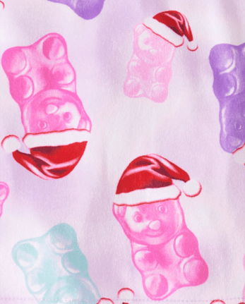 Pyjamas en velours pour bébés et petites filles, motif Père Noël et oursons en bonbons