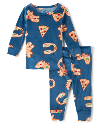 Baby And Toddler Boys Gingerbread Gamer Snug Fit Velour Pajamas
