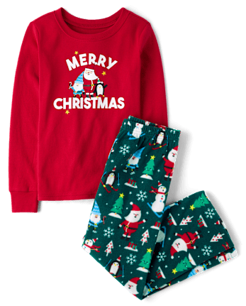 Kids Matching Family Merry Christmas Cotton And Microfleece Pajamas