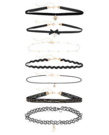 Girls Bow Choker Necklace 7-Pack