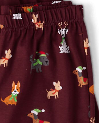 Mens Matching Family Holiday Dog Cotton Henley Pajamas