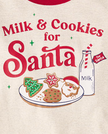 Pyjama ajusté en coton pour enfants, motif lait et biscuits
