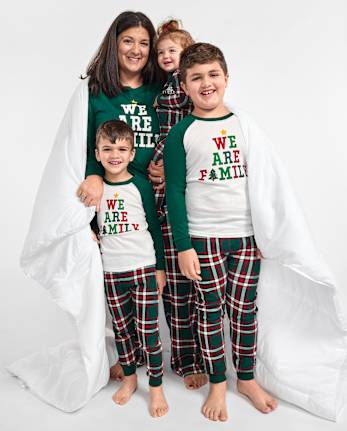 Kids Matching Family We Are Family Snug Fit Cotton Pajamas