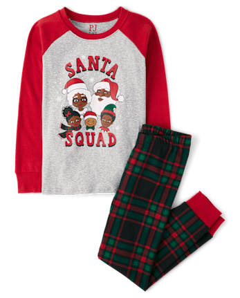 Kids Matching Family Santa Squad Snug Fit Cotton Pajamas