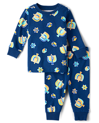 Baby And Toddler Matching Family Glow Hanukkah Snug Fit Cotton Pajamas