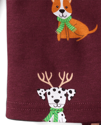 Pyjamas en coton ajustés pour bébés et jeunes enfants, motif chien, pour les fêtes de famille