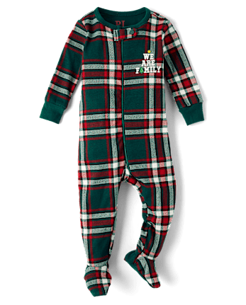 Baby And Toddler Matching Family We Are Family Snug Fit Cotton Footed One Piece Pajamas