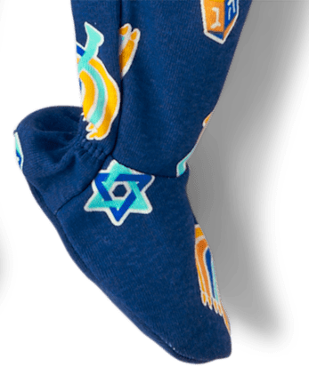 Baby And Toddler Matching Family Hanukkah Snug Fit Cotton Footed One Piece Pajamas
