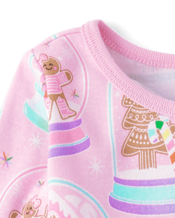 Baby And Toddler Girls Mommy And Me Gingerbread Snow Globe Snug Fit Cotton Pajamas