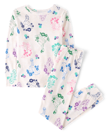 Girls Disney™ Princess Floral Snug Fit Cotton Pajamas