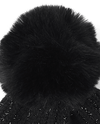 Girls Shimmer Icon Pom Pom Beanie
