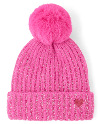 Girls Shimmer Icon Pom Pom Beanie