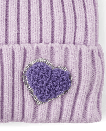 Toddler Girls Chenille Patch Pom Pom Beanie